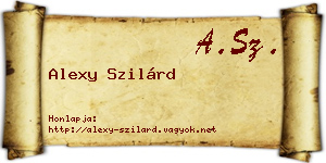 Alexy Szilárd névjegykártya